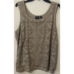 Chico's Travelers Slinky Tank Blouse Size 3 Brown Polyester Acetate Sleeveless